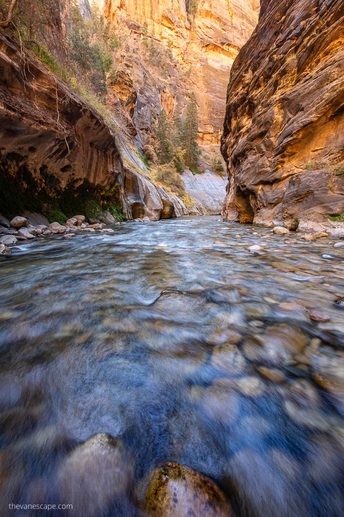 water in the river during Narrows hiking 