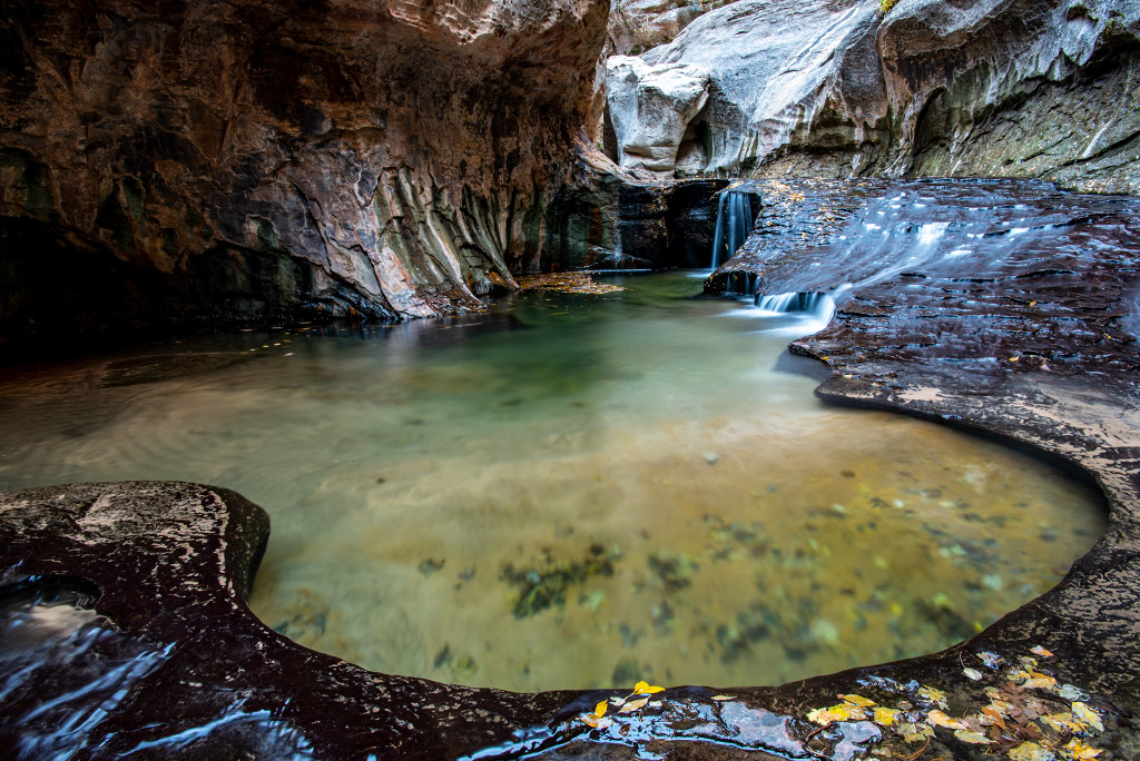 The Subway in Zion- pools with frozen in time water.