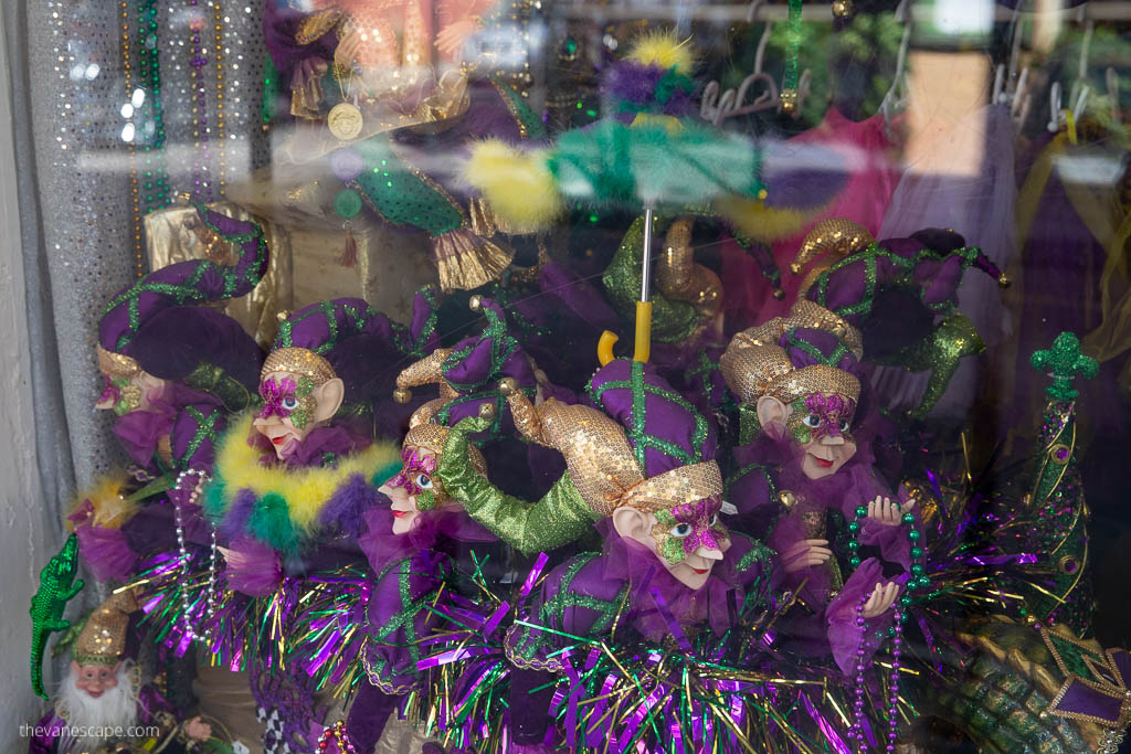 Mardi Gras decorations.