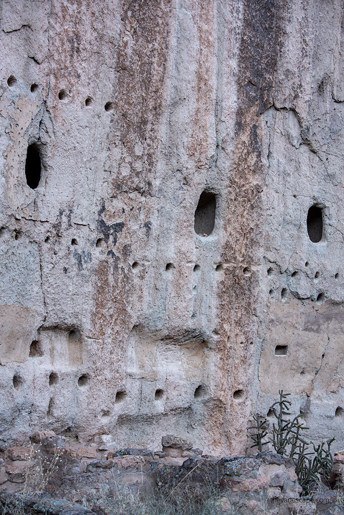 Old houses in the rock walls in Bandelier National Monument.