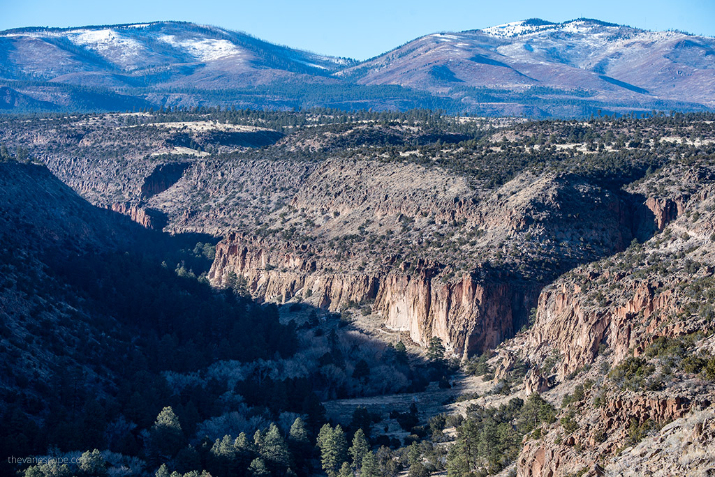 Stunning landscape view of New Mexico from Bandelier National Monument.