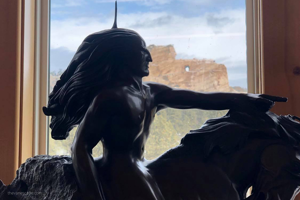 Bronze statue of Crazy Horse Memorial.