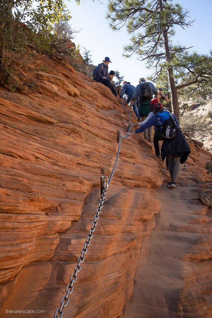 Chain section in the Angels Landing trail.