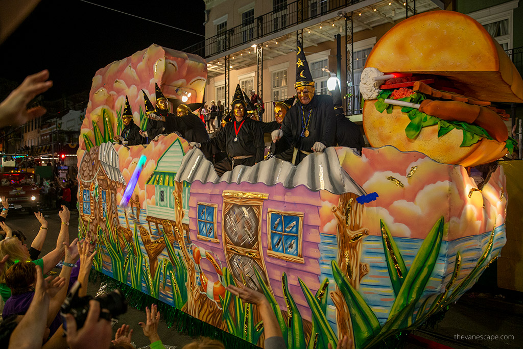 Druids on platform during Mardi Gras.