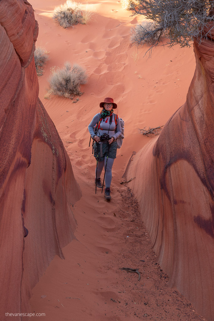 Agnes Stabinska, the author, is on the hiking trail to Coyote Buttes South