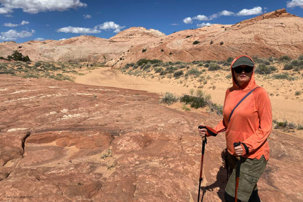 Agnes Stabinska, the author, hiking to Zebra Slot Canyon.