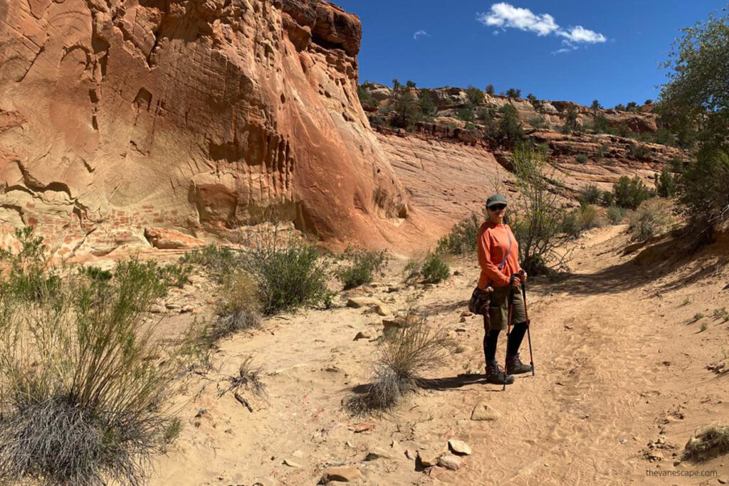 Agnes Stabinska hiking Zebra Slot Canyon in Utah.