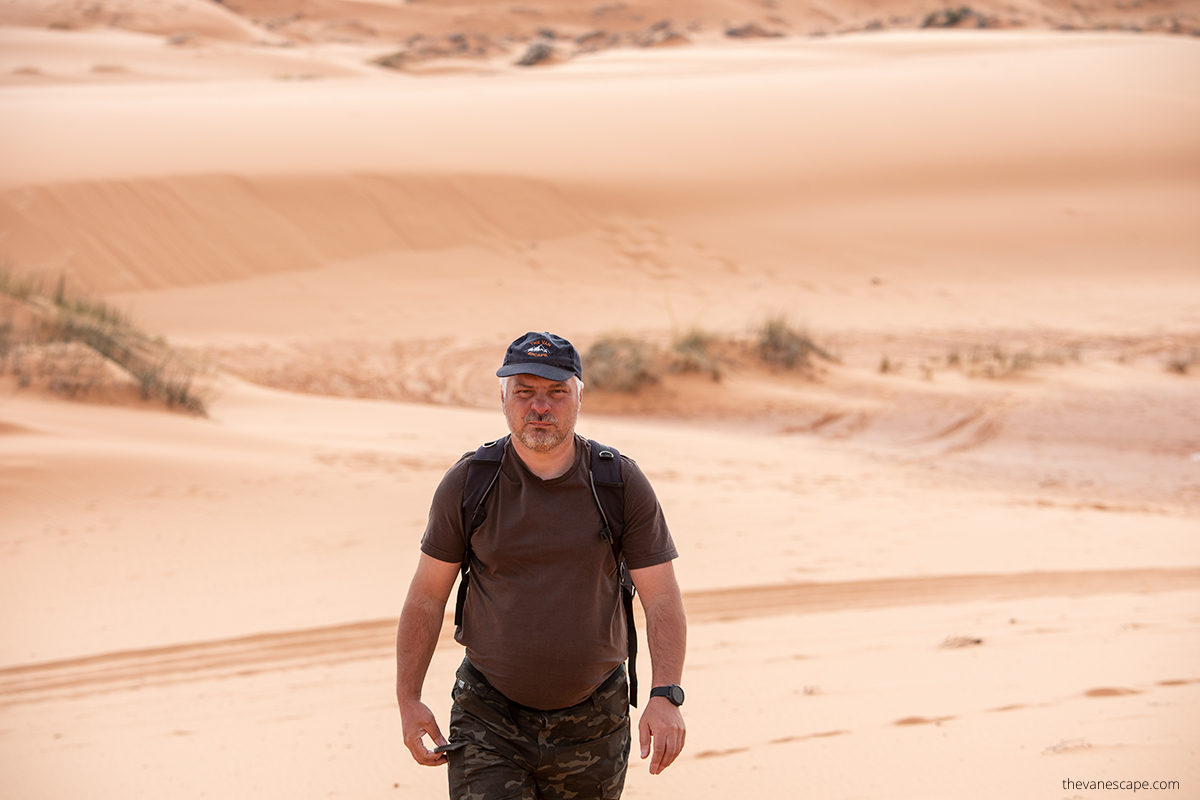 Chris Labanowski hiking in Coral Pink Sand Dunes.