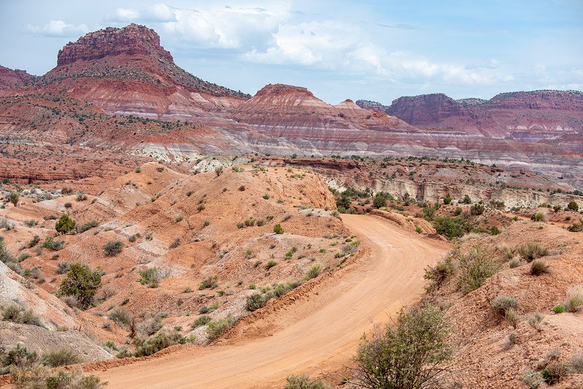 colorful rocks with oranges and reds in the Kanab Movie Ranch area near Paria