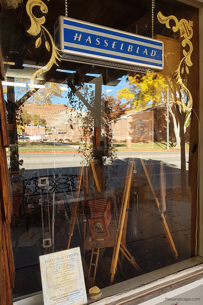 history of cinematography and photography - old Hasselblad camera on display in Kanab