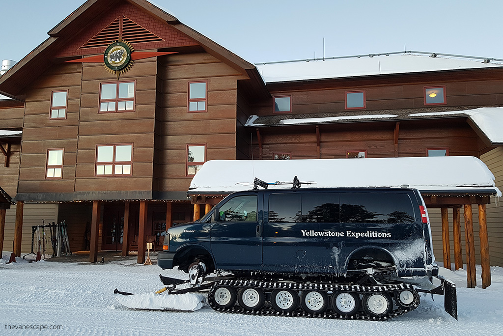 Snow Lodge in Yellowstone in winter.