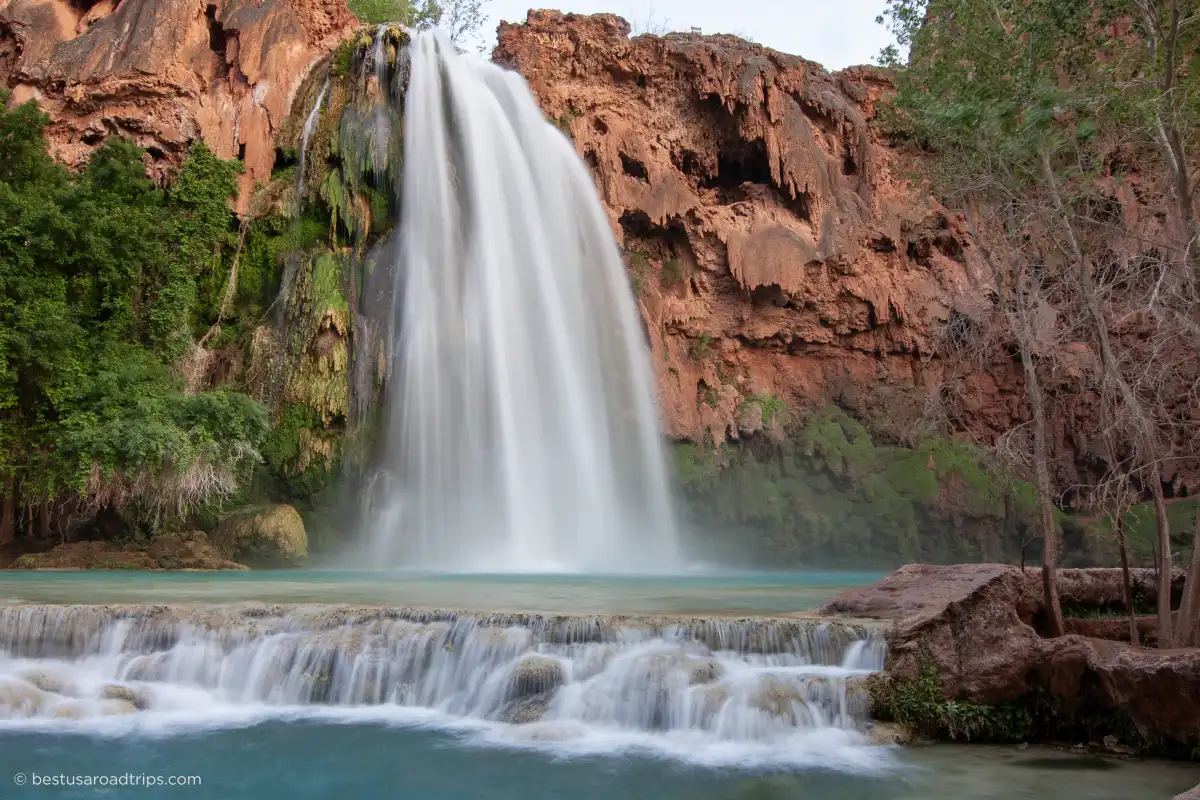 Cascade of water from Havasu Falls.