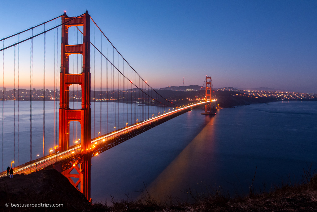 Golden Bridge in San Francisco during sunrise.
